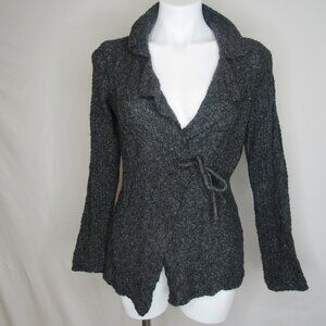Royal Robbin Charcoal Black Wrap Tie Cardigan Sweater Women's S Small